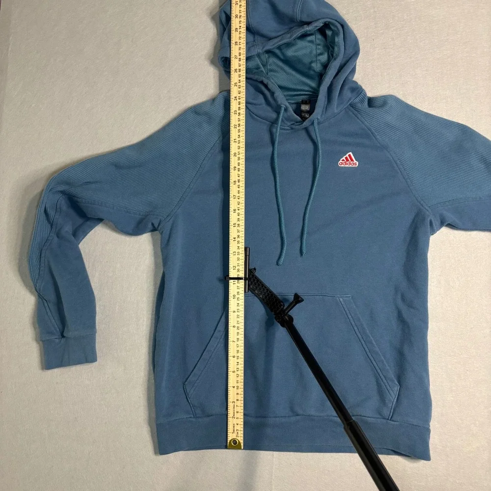 adidas Pullover Hoodie Small Blue Logo Kangaroo Pocket
